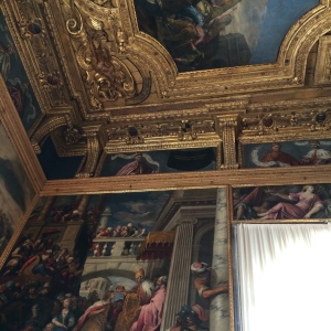 This room had portraits of all the doges ringing the ceiling. Apparently one doge irritated everyone quite a lot, as he was erased from the wall and replaced with a black panel!
