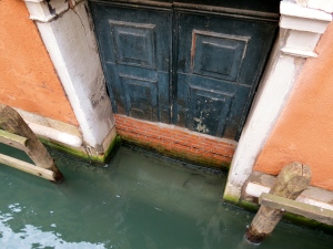 An attempt to keep the water at bay - just brick over your door!