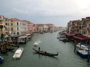A view of the Grand Canal from the Rialto Bridge, facing south